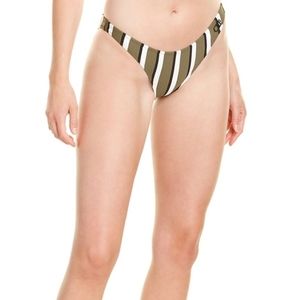 NWT SOLID & STRIPED Rachel Bikini Bottom - Olive/Cream/Black Stripe